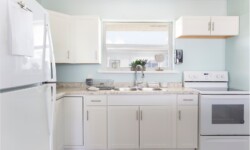 Modern kitchen with white cabinetry