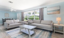 Bright and airy living room with neutral-colored sofas
