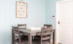 Stylish dining area with a gray table